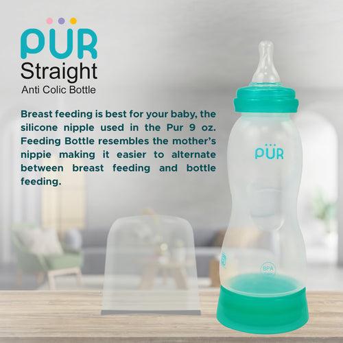 PUR Anti Colic Feeding Bottle with Free Milk Storage Bag (250ml, Green)