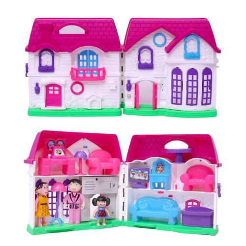 NHR 18Pcs Musical Foldable Doll House with Furniture for Kids