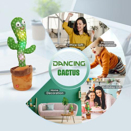 NHR Dancing Cactus Talking Toy Rechargeable Wriggle & Singing Recording Repeat- Multicolour