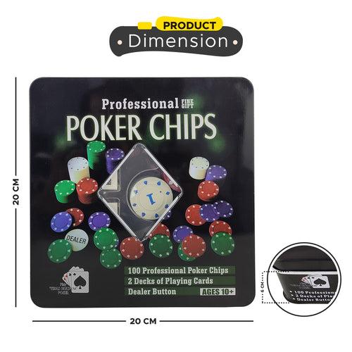 NHR Poker Chip Set with Tin Case: 100 Chips + 2 Decks of Cards