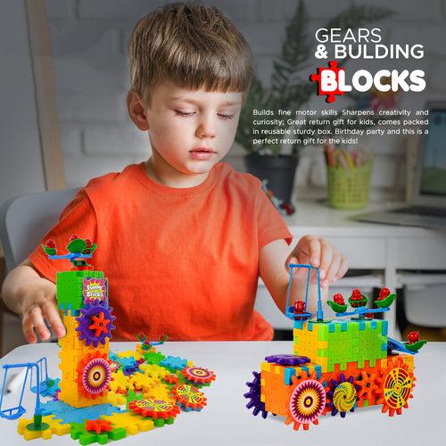 NHR Interlocking Motorized Spinning Gear Building Toy Set - 81 Pieces (Multicolor)