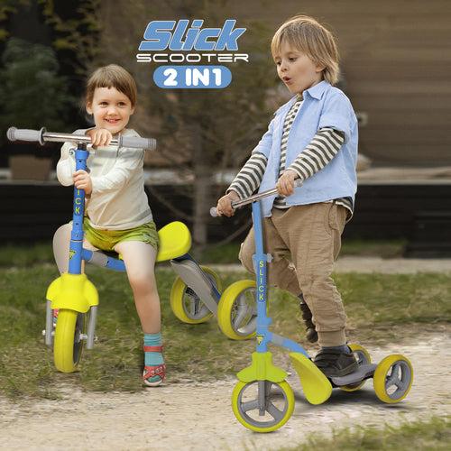 Dash Slick 2-in-1 Kids Scooter: Foldable, Height Adjustable (Choose Any Color)