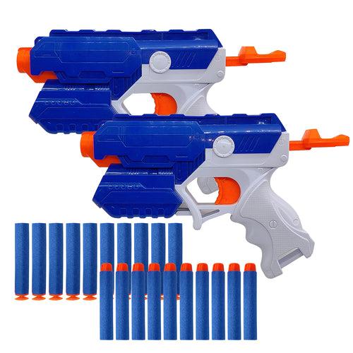 NHR Combo Set of 2 Foam Blaster Gun Toy (10 Foam Bullets and 10 Suction Dart Bullets) Grey