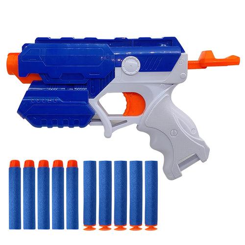 NHR Foam Blaster Gun Toy, (5 Foam Bullets and 5 Suction Dart Bullets) 8+ Years, Grey