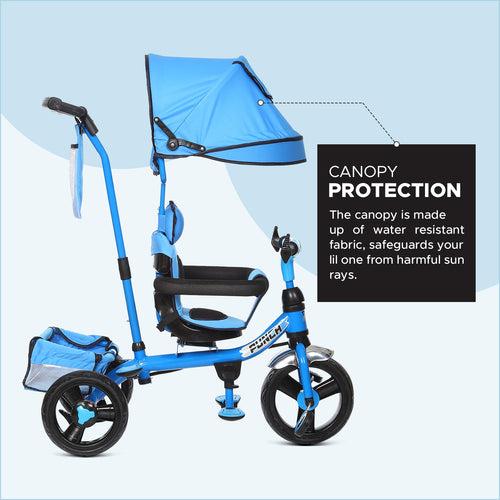 Dash Punch 4-in-1 Baby Tricycle: UV Canopy, Parental Handle - 1 Year+ (Choose Any Color)