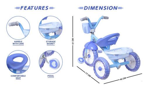 Dash Stylish Kids Tricycle: Backrest Seat, Storage Basket (Choose Any Color)