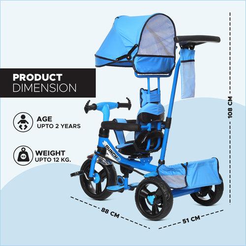 Dash Punch 4-in-1 Baby Tricycle: UV Canopy, Parental Handle - 1 Year+ (Choose Any Color)