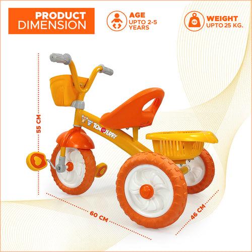 Tom & Jerry Funtrike, Kids Tricycle with Storage Basket (Orange)