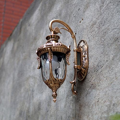 Antique Brushed Outdoor Wall Light Fixture Wall Lights with Glass Shade - Warm White