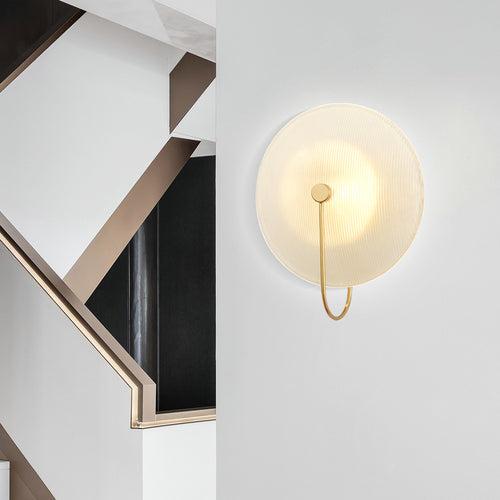 Gold Frost Glass Modern LED Drum Wall Lamp Bedside Light - Warm White