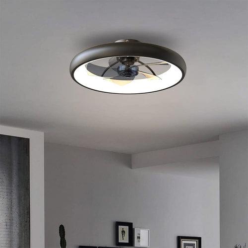 500MM Black Low Ceiling Light with Fan LED Chandelier - Warm White