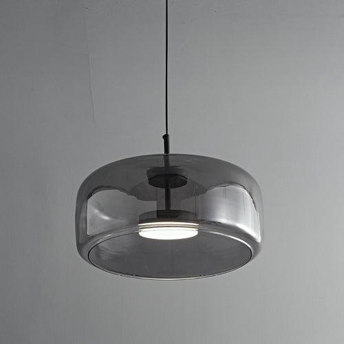 1 Light LED Glass Smokey Black Metal Pendant Ceiling Light - Warm White