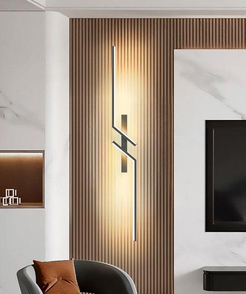 600 MM LED Black Coated Long Zig Zac Wall Light - Warm White