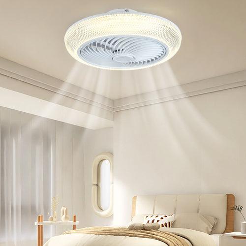 500 MM Round Acrylic Mesh Ceiling Light with Fan LED Chandelier - Warm White