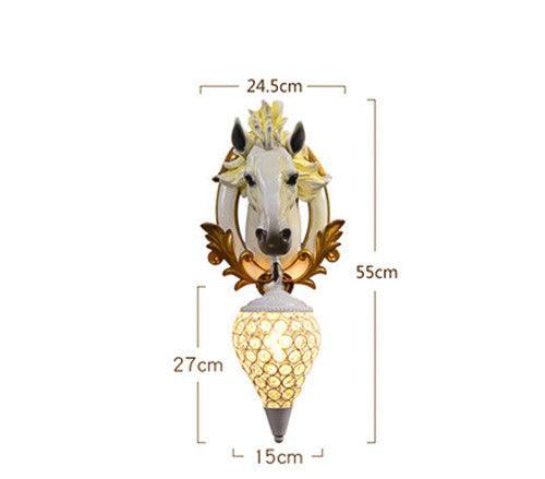 Horse Wall Lamp Art LED European Creative Wall Lamp Bedroom Bedside Lamp - White Gold