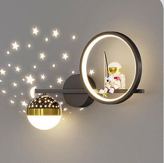 Modern Black LED Wall Lamp with Star Pojection - Warm White