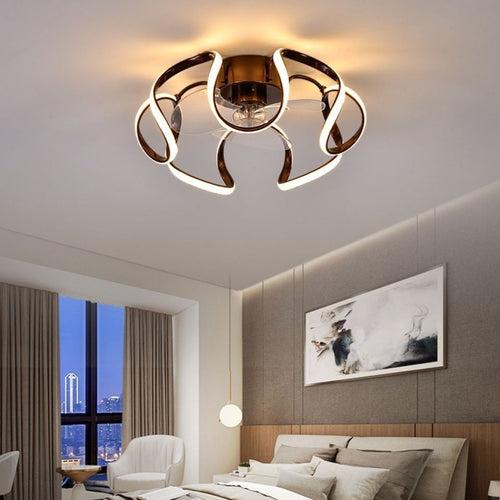 500MM Brown Ceiling Fan Chandelier with Remote Control ABS Blades - Warm White