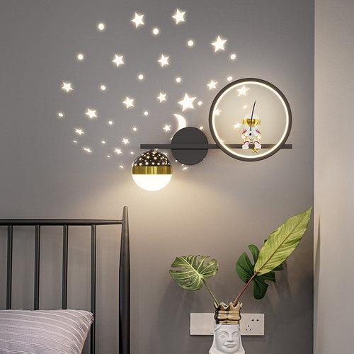 Modern Black LED Wall Lamp with Star Pojection - Warm White