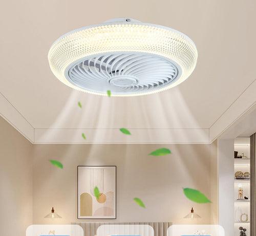 500 MM Round Acrylic Mesh Ceiling Light with Fan LED Chandelier - Warm White