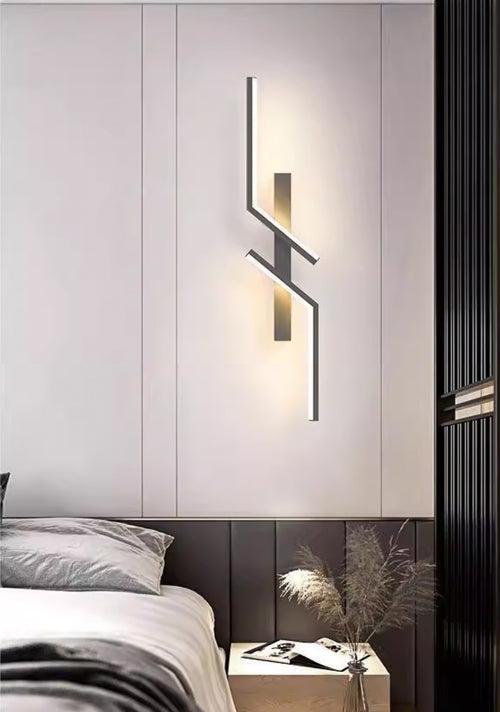 600 MM LED Black Coated Long Zig Zac Wall Light - Warm White