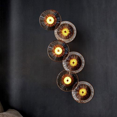 6 Light Modern Smoke Glass LED Wall Art Lamp - Warm White