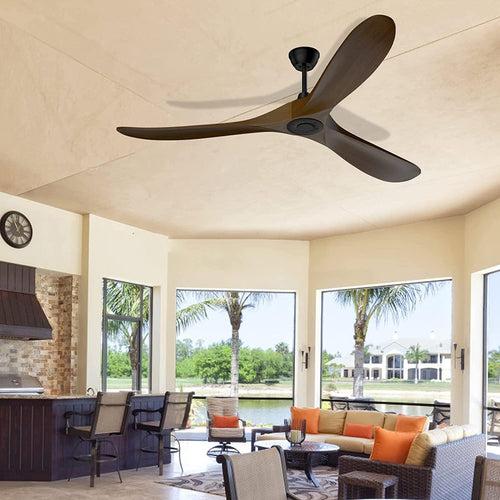 Ceiling Fan with Remote Control 52'' Ceiling Fan with 3 Wood Dark Walnut Blades Noiseless Energy Efficient DC Motor