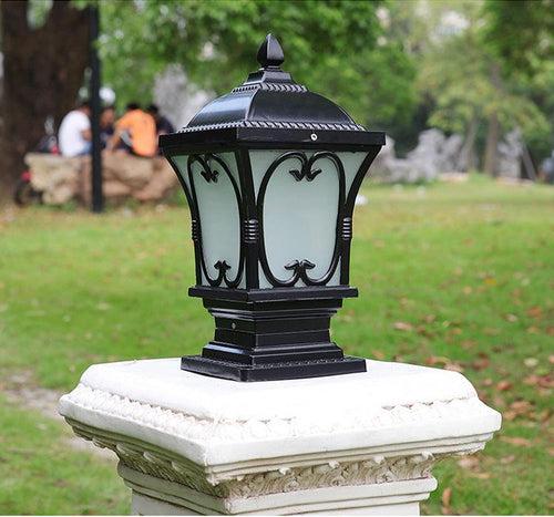 Led Pillar Light Antique Gate Lamp E27 Lantern Post E27 (Color : Black)