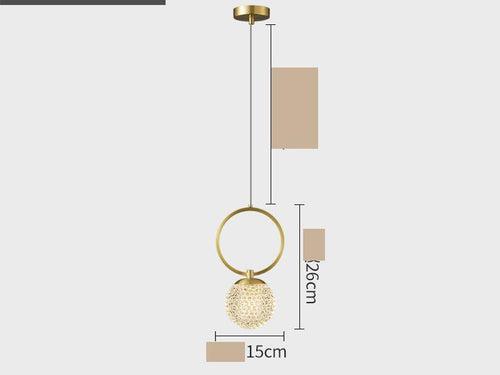 led Gold Ring Glass Crystal Hanging Pendant Ceiling Light - Warm White