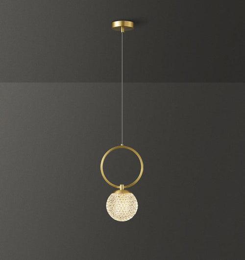 led Gold Ring Glass Crystal Hanging Pendant Ceiling Light - Warm White