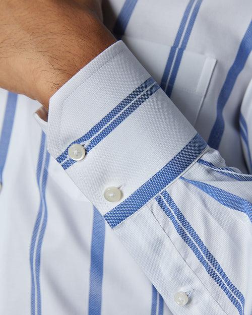 Stretch Dobby Striped Shirt - White & Blue