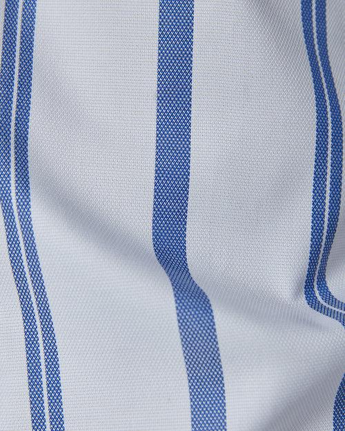 Stretch Dobby Striped Shirt - White & Blue