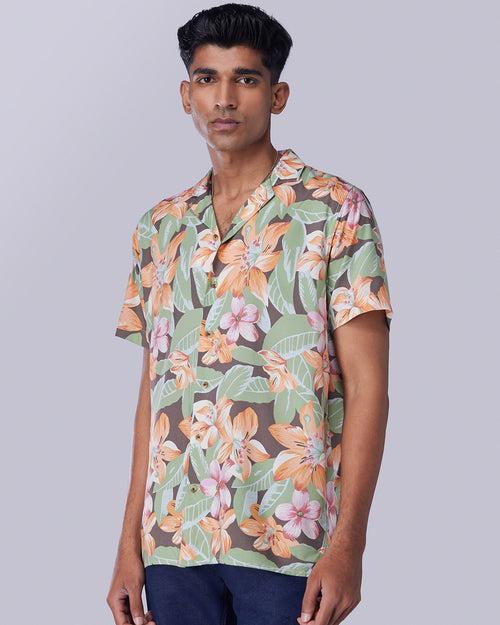 Multicoloured Half-Sleeve Floral Printed Shirt