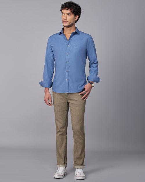 Blue Brushed Twill Shirt