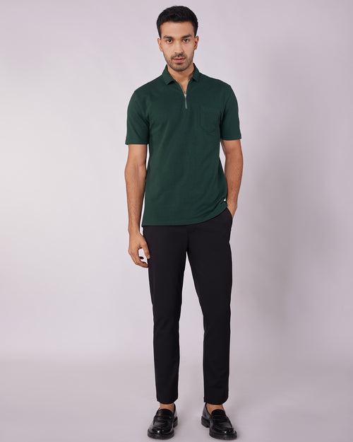 Signature Zipper Polo T-Shirt - Green