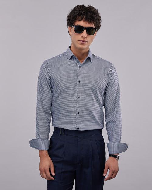 Navy Houndstooth Shirt