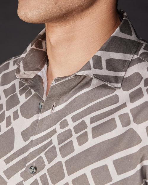 Geometric Printed Shirt - Grey