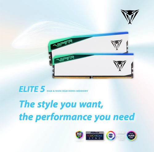 Patriot Memory Viper Elite 5 RGB DDR5 6000MT/s CL42 Desktop Memory 96GB (2x48GB) Kit 1.35V (PVER596G60C42KW)