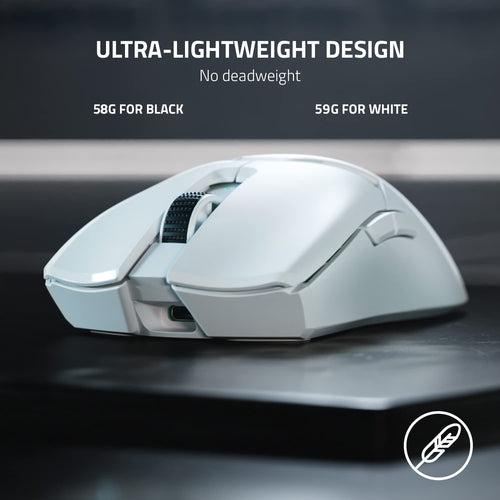 Razer Viper V2 Pro Hyperspeed Wireless Optical Gaming Mouse: 59g Ultra-Lightweight with 30000 DPI - 80hr Battery - USB Type C Cable Included - White - RZ01-04390200-R3A1