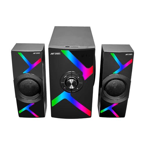 Ant Esports GS80,80W 2.1 Channel Bluetooth Multimedia RGB Speaker with Subwoofer Satellite Speaker, Digital LED Display, Remote, Digital FM, USB & SD Card, Strong Bass, Perfect for Music – Gun Black