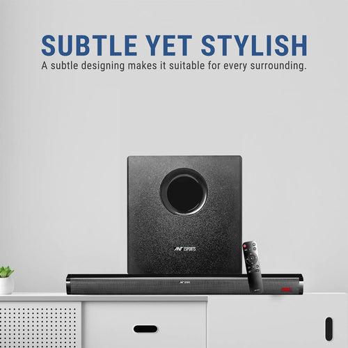 Ant Esports SBW80 Pro 80W Sound Bar & Woofer with Multi Connectivity(BT 5.1|Coaxial|Optical in|USB|FM Radio|TF|AUX),Wired Subwoofer,Wall Mount Sound Bar with Virtual 5.1 and LED Display with Remote