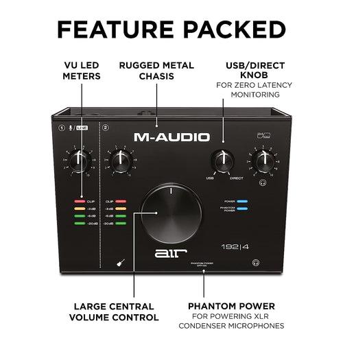 M-Audio AIR 192|4 Vocal Studio Pro -Complete Recording  kit -2-In/2-Out USB Audio Interface with Condenser Microphone, Shockmount, XLR Cable, Headphone