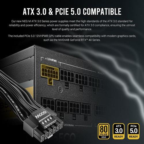 ANTEC NeoECO, NE1300G M ATX3.0, 1300W Full Modular PSU, 80 Plus Gold Certified, PCIE 5.0 Support, PhaseWave Design, Japanese Caps,Power Supply