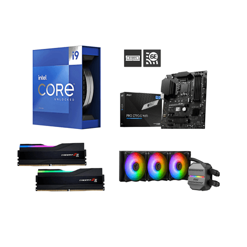 Intel 13th Gen Combo - Intel® Core™ i9-13900K Processor / Msi Pro Z790-S Wifi Motherboard/Gskill Trident Z5 RGB 64 GB RAM / Msi Mag Core M360 Liquid Cooler