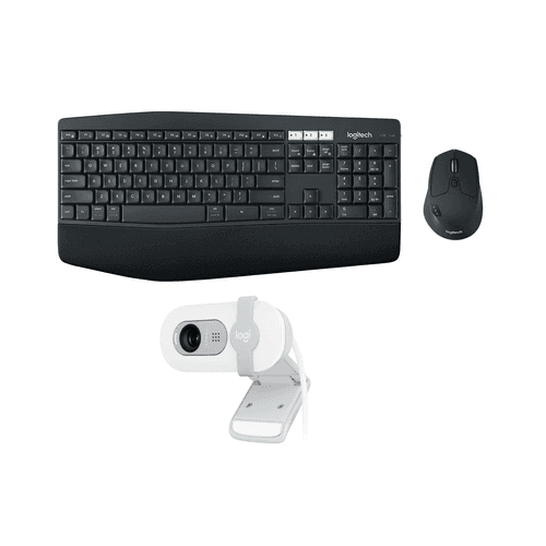 Logitech MK850 Performance Wireless Keyboard and Mouse Combo with BRIO 100 Full HD 1080p Webcam Combo