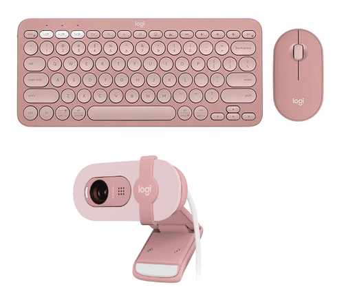 Logitech PEBBLE 2 COMBO Slim, multi-device Bluetooth keyboard & Mouse With BRIO 100 Full HD 1080p Webcam Combo