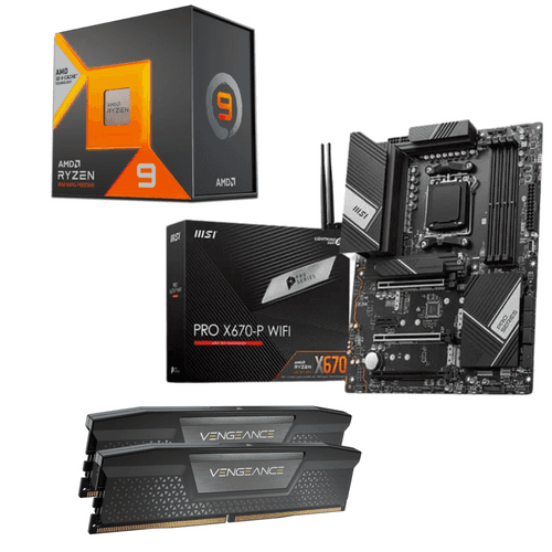 AMD Ryzen 9 Combo -AMD Ryzen 9 7950X3D Processor/ MSi X670 P Wi-Fi DDR5 Motherboard/ Corsair Vengeance 32GB (16GBx2) DDR5 5200MHz