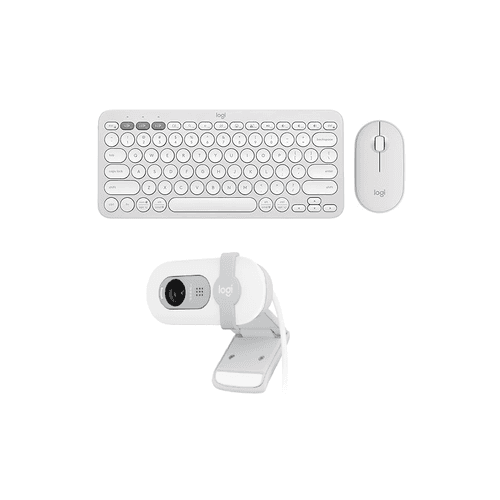 Logitech PEBBLE 2 COMBO Slim, multi-device Bluetooth keyboard & Mouse With BRIO 100 Full HD 1080p Webcam Combo