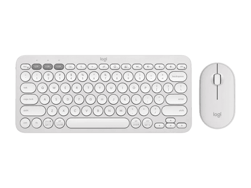 Logitech PEBBLE 2 COMBO Slim, multi-device Bluetooth® keyboard and mouse with customizable keys and button.