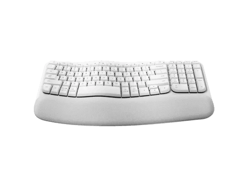 Logitech Wave Keys- A wireless ergonomic keyboard with a cushioned palm rest, for natural, feel-good typing throughout the day.