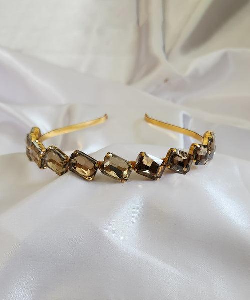 Gold Rectangular Rhinestone Hairband